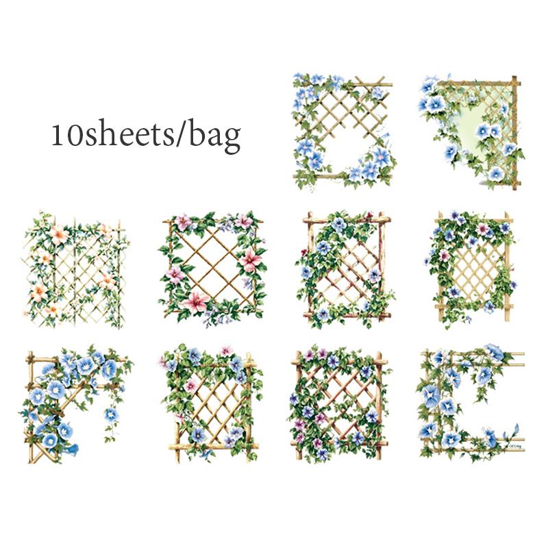 10 листов/пакет Набор наклеек Садовый ландшафтный дизайн Справочник Канцелярские товары DIY и Скрапбукинг Чехол для телефона Дневник Украшение
