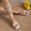 Сандалии Lucyever Rome Cross Strap Flat, женские, лето 2024, гладиаторские сандалии с квадратным носком, женские, нескользящие, пляжная обувь, размер плюс 43