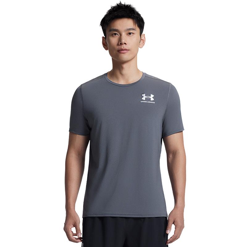 Under Armour HeatGear Удобная Модная Простая Универсальная Футболка с Коротким Рукавом Мужская Топы Серый 6000939-025