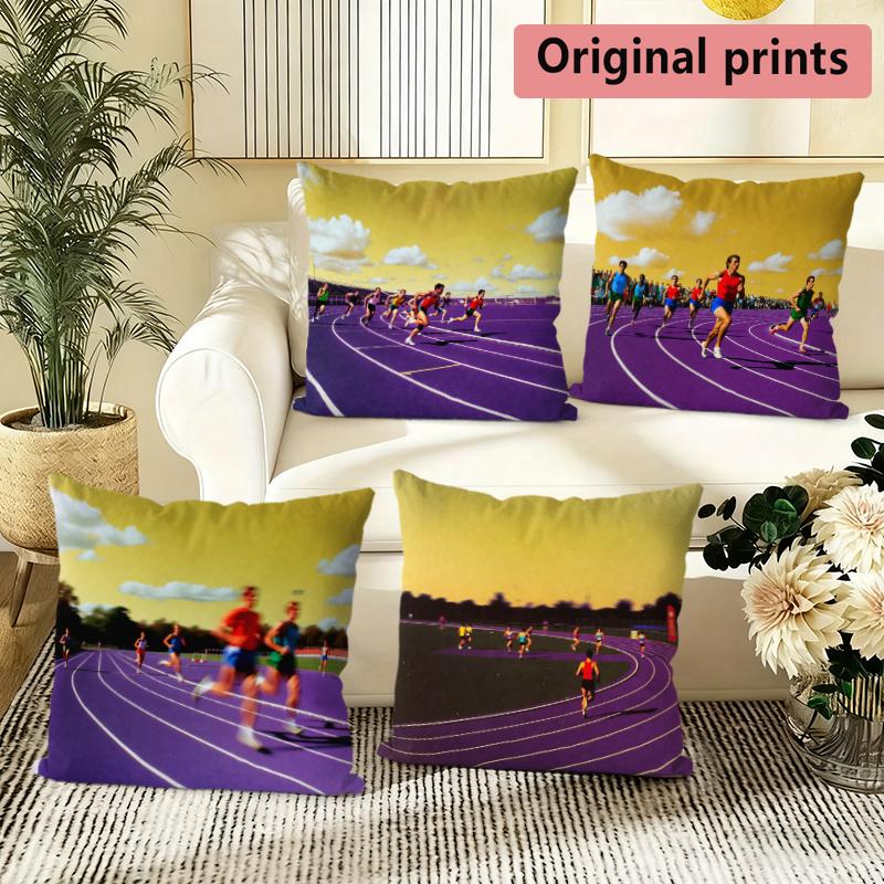 Vintage Track Field Sports Throw Pillow Covers Pattern Cushion Cover Suitable for Sofa Bedroom Car Pillow Cover