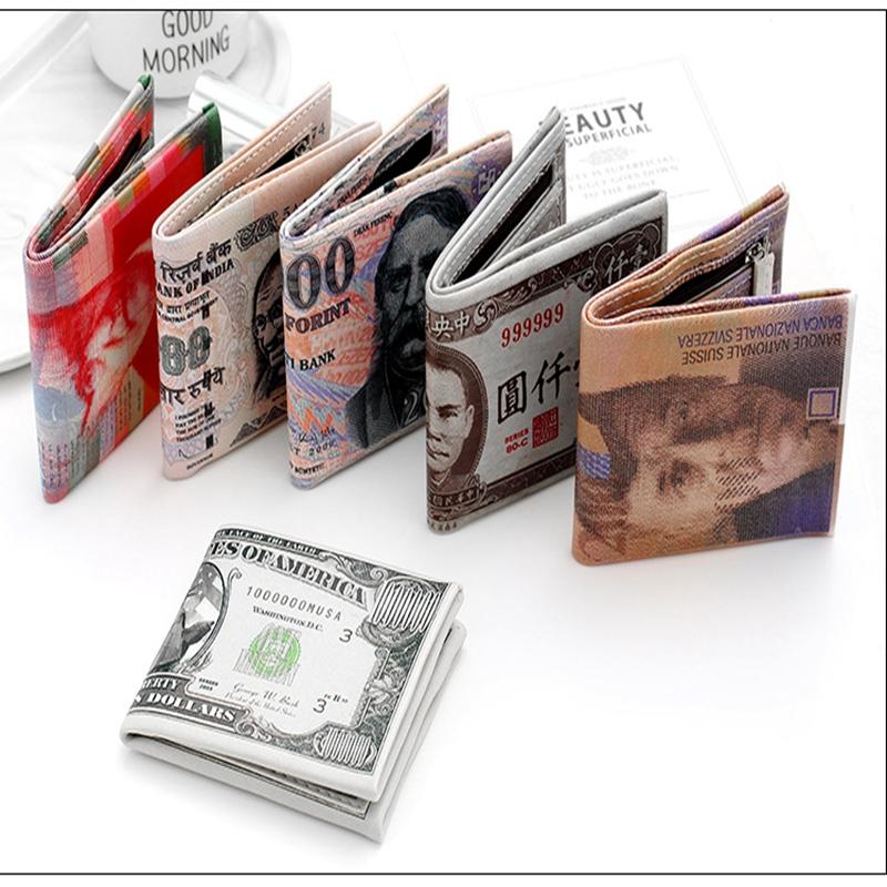 16 стилей, мужской кошелек, ультратонкий кошелек Billeteras Para Hombr, короткий кошелек с рисунком банкнот, унисекс, кошелек для монет, кошелек для женщин