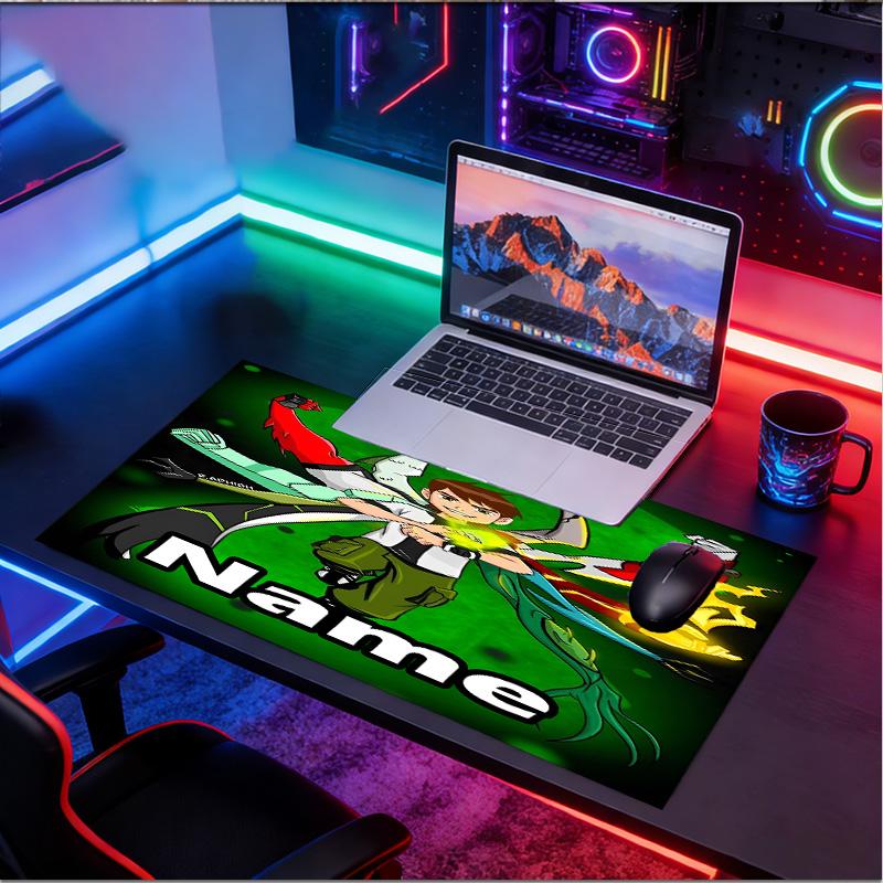 Custom Name Personalized Ben 10 Cartoon Pattern Mousepad, Laptop PC Desk Mat, Decorative Desk Mat for Home Keyboard Pad Gift