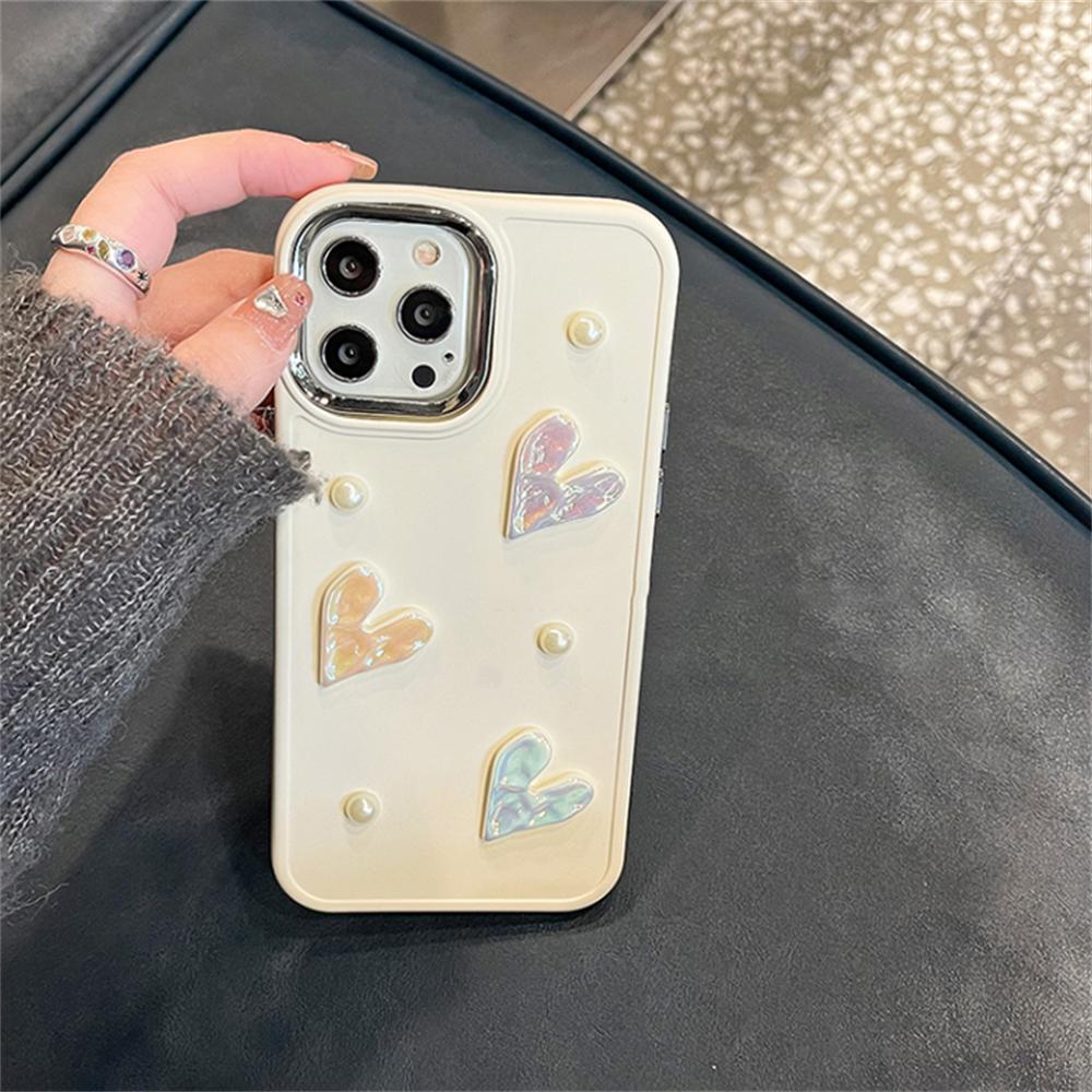 Японский корейский 3d Pearl Laser Love Heart мягкий чехол для телефона для Iphone 14 12 11 13 Pro Max Xr X Xs Max Роскошная защитная задняя крышка