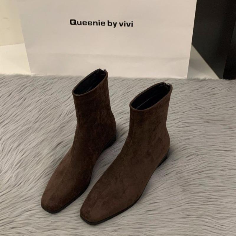 Thick heel suede fashion boots women's autumn and winter new ankle boots are easy to match, fashionable skinny boots women's boots women's boots