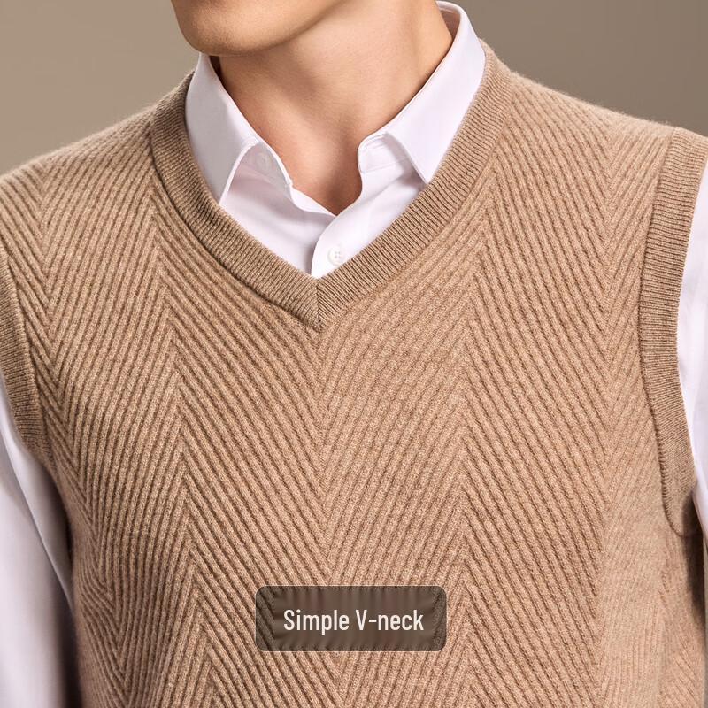 Мужской вязаный жилет с V-образным вырезом из 100% кашемира