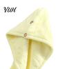 Anti Frizz Hair Drying Wrap Coral Fleece Towel with Button, Thick Quick Dry Super Bonnet for Shower Absorbent Turban, Cap Long Reusable Home