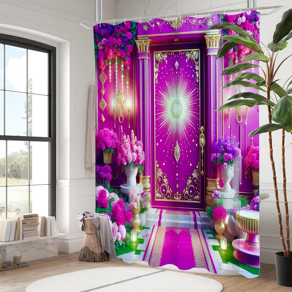 Diamond Door shower curtain, bathroom shower waterproof curtain with 12 hooks, fish shaped home decoration, free delivery