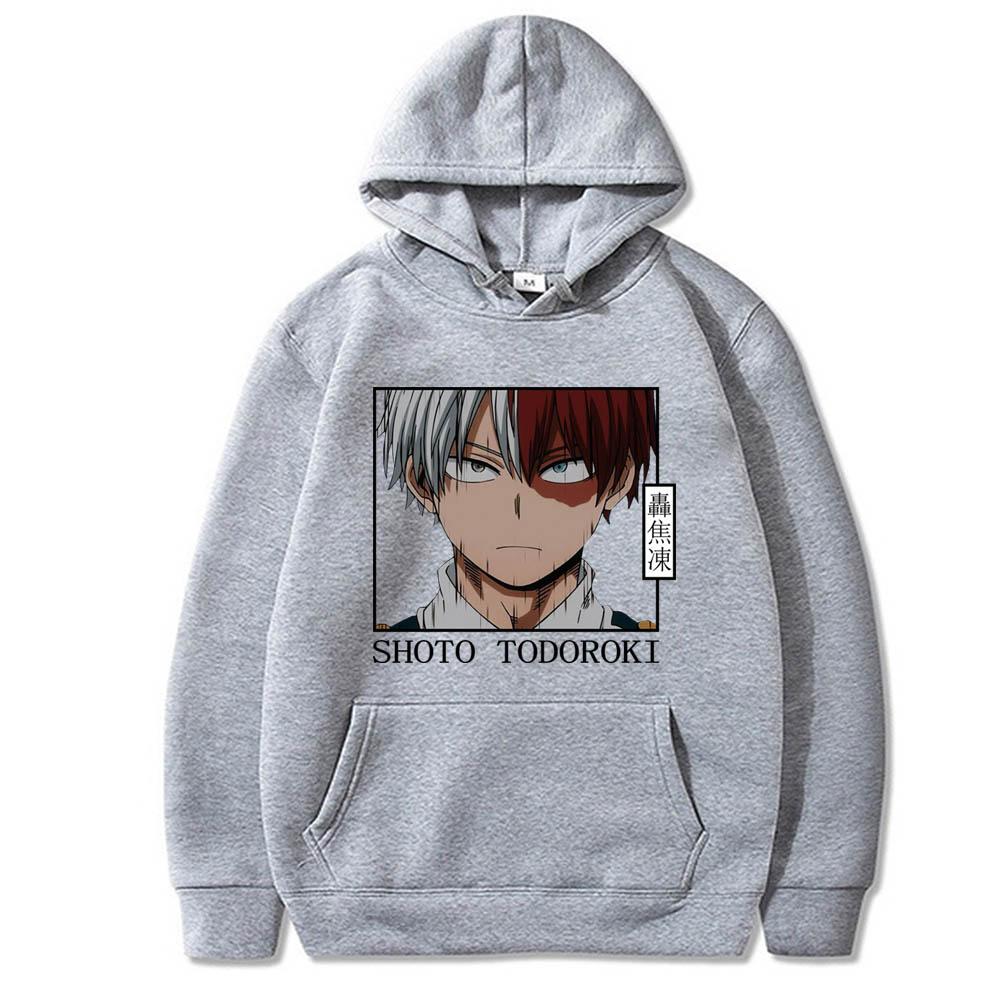 Горячая аниме Моя геройская академия Shoto Todoroki Графический принт с капюшоном для мужчин и женщин Толстовки с капюшоном свободного покроя в стиле Харадзюку Уличная одежда