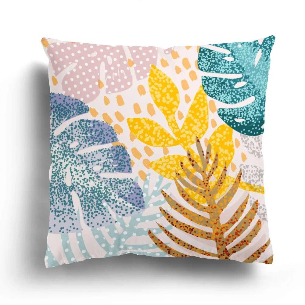 Fashion Pillowcase Bedroom Cushion Cover Home Decoration Sofa Green Plant Colorful Leaf Flower Series