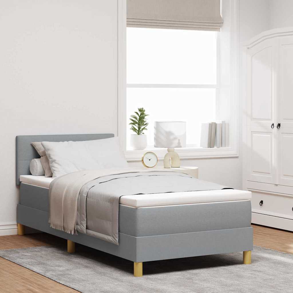 LED Box Spring Bed with Headboard Light Gray 80 x 200 cm Fabric