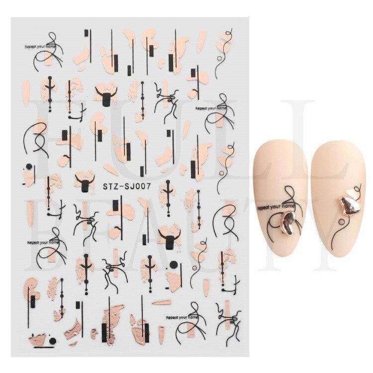 Полоски граффити, наклейки для ногтей для женщин, украшения для дизайна ногтей, розовое золото, абстрактная линия, весенний 3D слайдер для маникюра, лака для татуировок