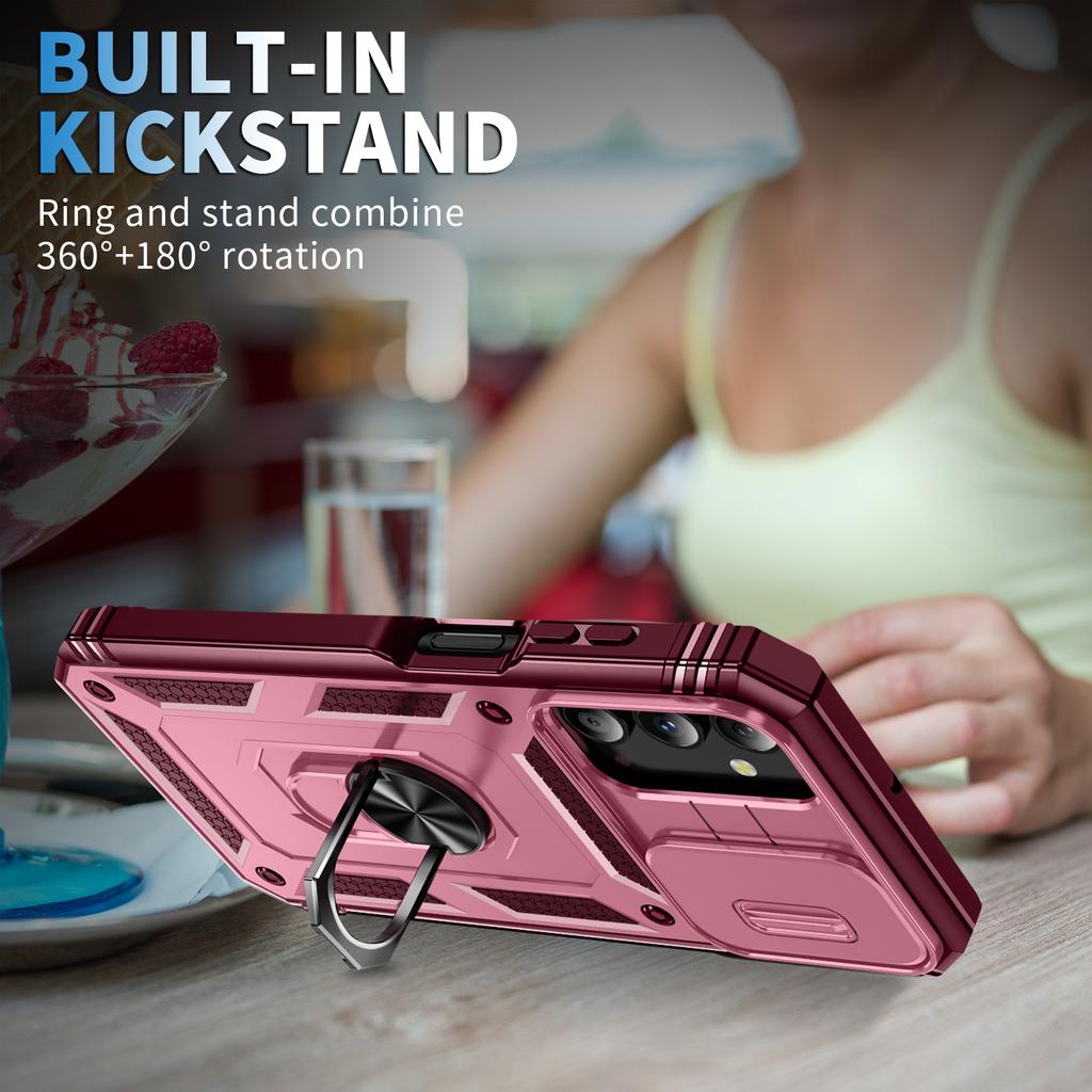 For Samsung Galaxy A15 4G/5G Case TPU+PC Slide Camshield Kickstand Phone Cover