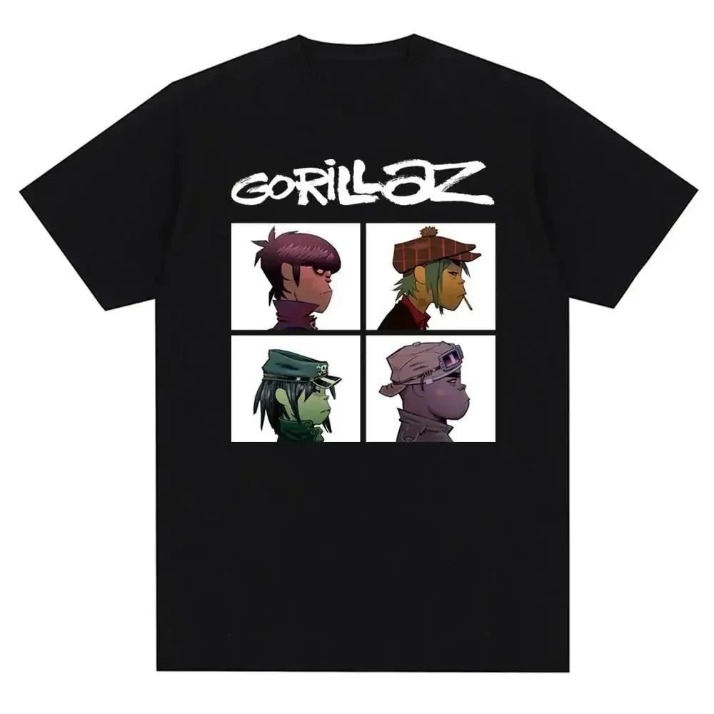 Музыкальная группа Gorillazs Панк-рок Принт Футболка 90-е Повседневная Мода Короткий рукав Футболка Унисекс
