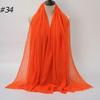 New Fashionable Women's Long Crinkled Cotton Linen Scarf with Tassel Edge - Solid Color Shawl