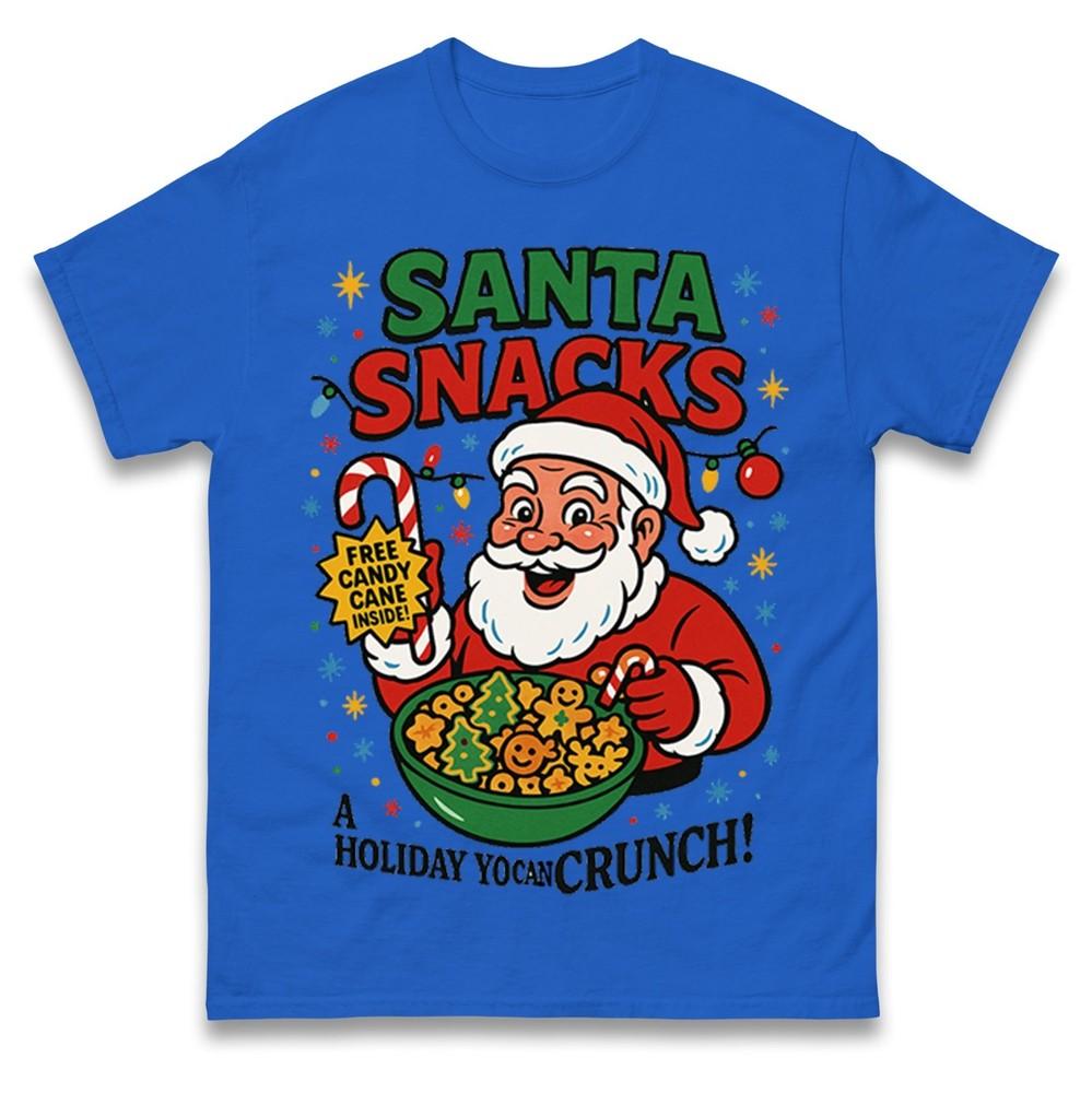 Santa Snacks Christmas T Shirt Funny Xmas Festive Santa T Shirt Gift Tee Top