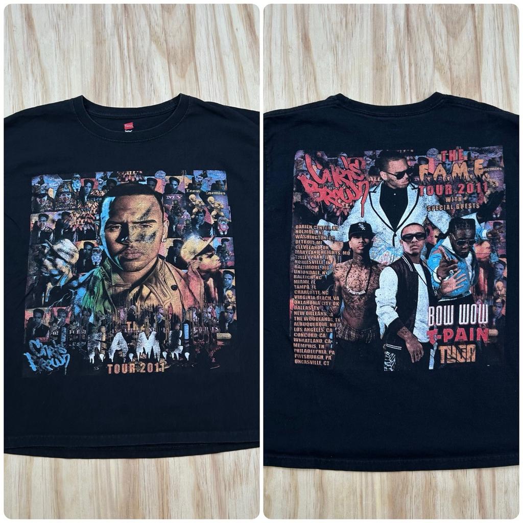 2011 Chris Brown Fame Tour Band Tee Shirt Size M Album Music Y2K Hip Hop Unisex T-Shirt