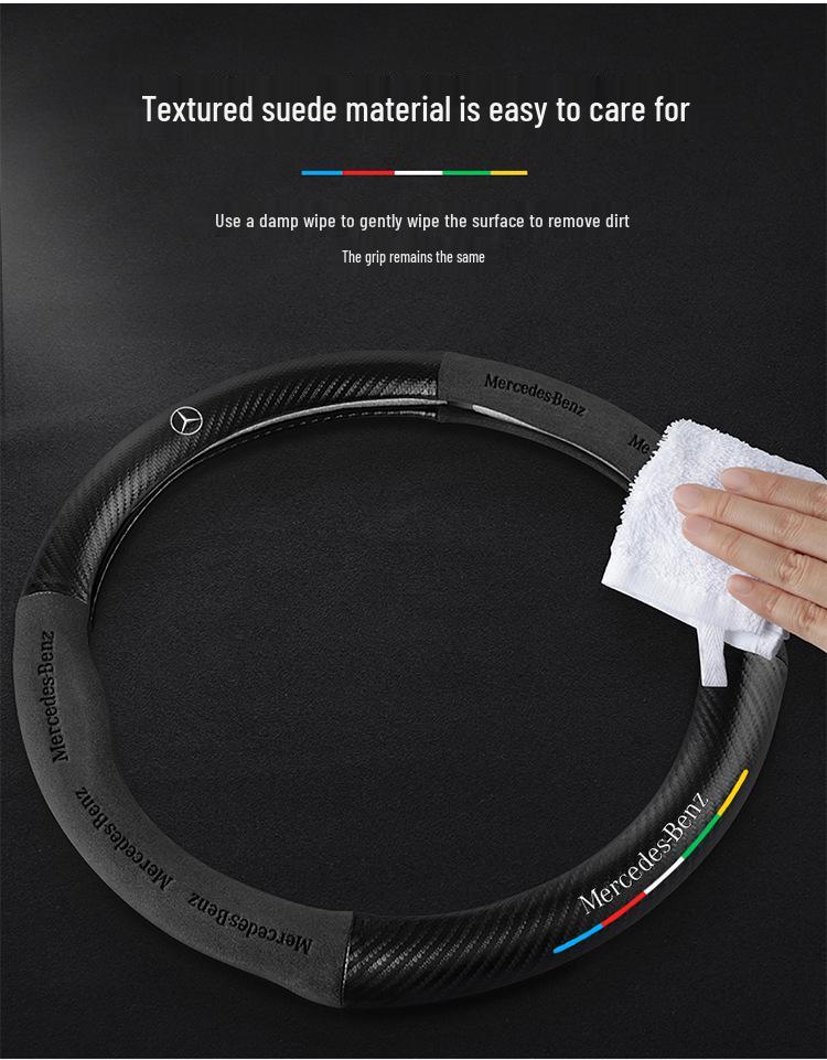 Mercedes C-Class Suede Steering Wheel Cover for Models 08-22: C260L, C200L, C260