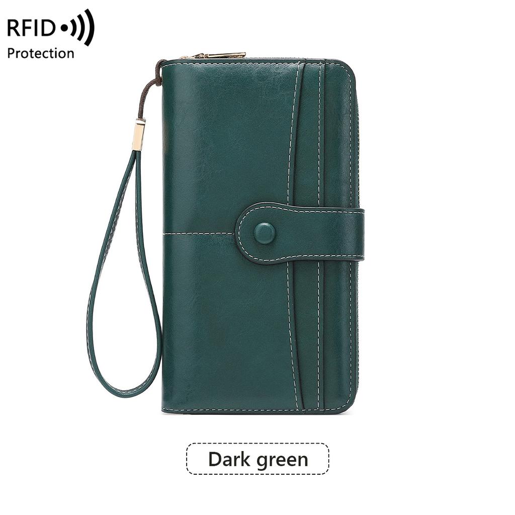 Women Wallets RFID Blocking Buckle Closure Minimalist Long Wallet - Clutch Purse Coin Pouch Card Holder