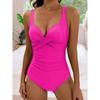 2025 Plain Ruched Swimsuit Women One Piece Solid Swimwear Female Beachwear Bathers Bathing Swimming Swim Bodysuit Summer