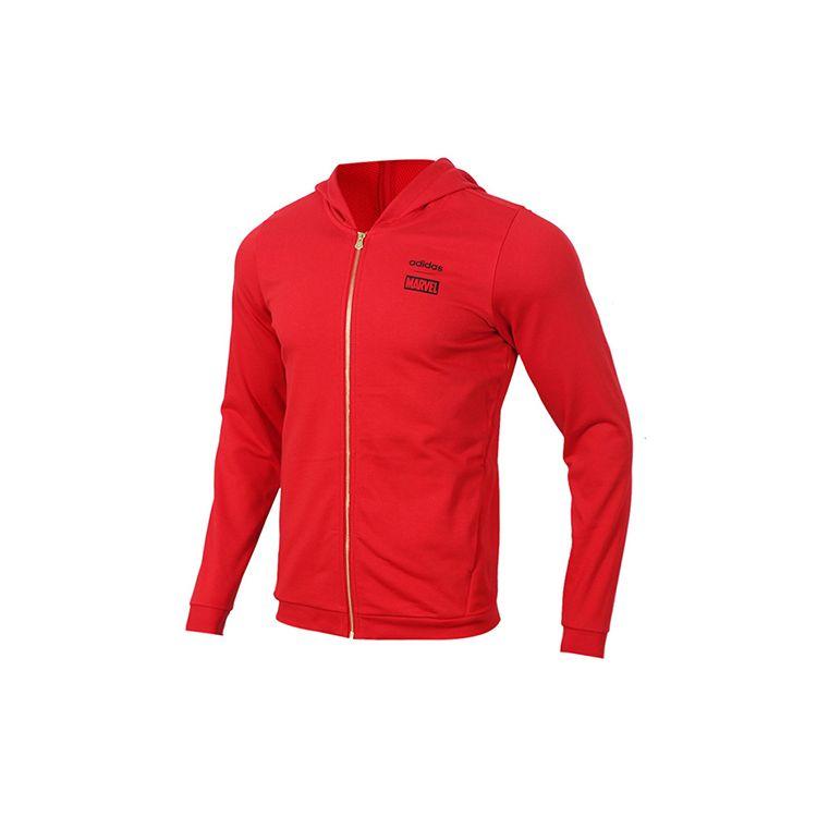 Adidas Мужская повседневная спортивная куртка с капюшоном и логотипом на спине Neo Marvel, красная EA0322