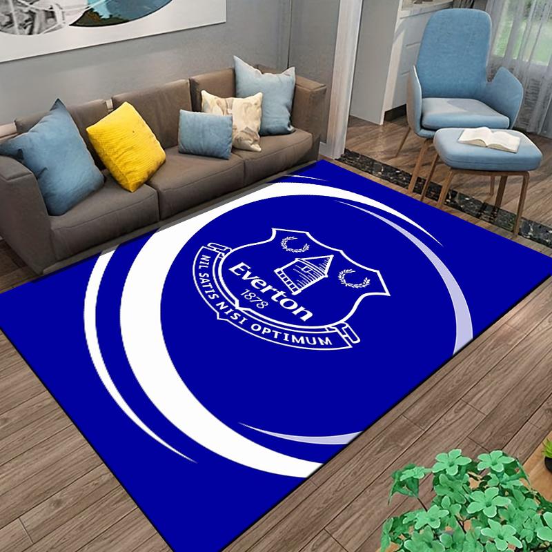 Синий Ковер с Логотипом Everton и Текстом Nil Satis Nisi Optimum Подходит для использования в качестве противоскользящего покрытия для гостиной, спальни, диванов