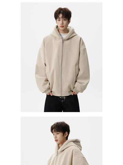 Men's Autumn/Winter American Style Eagle Fur Collar Cotton Jacket, Deconstructed Hooded Coat