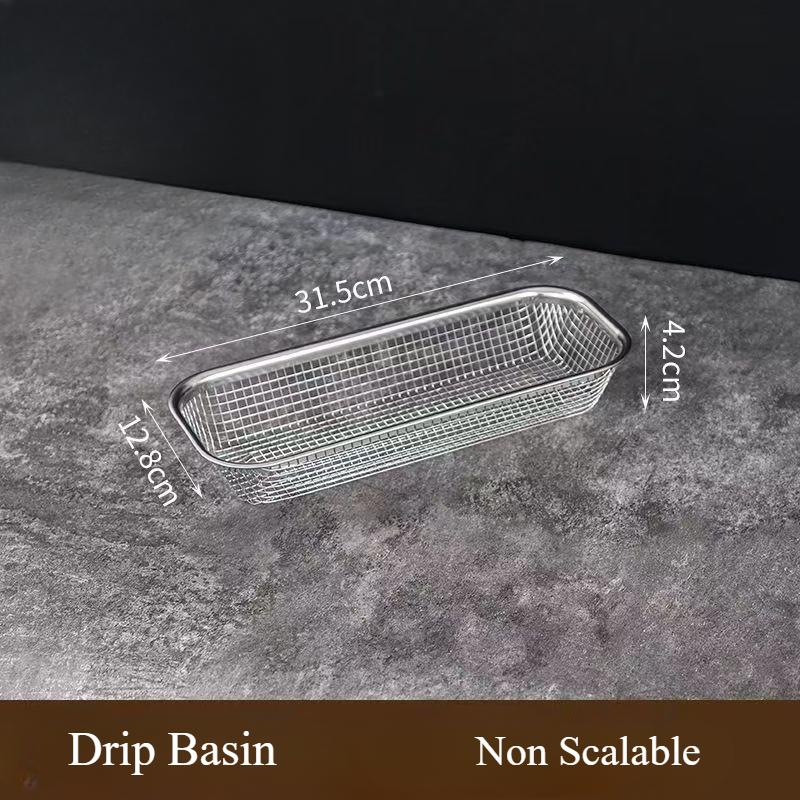 Раздвижной дуршлаг из нержавеющей стали с сетчатым дизайном и выдвижными ручками для универсального процеживания