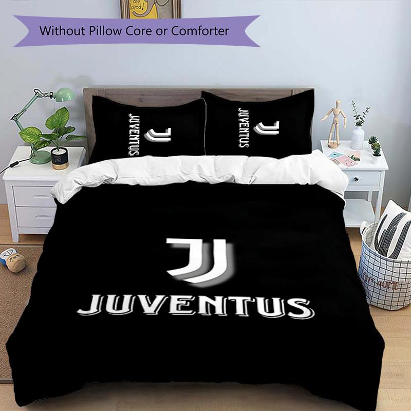 3pcs Juventus Design Cover Set - HD Printed Bedding with 1 Cover and 2 Pillowcases - Perfect for Home and Dorm Decor