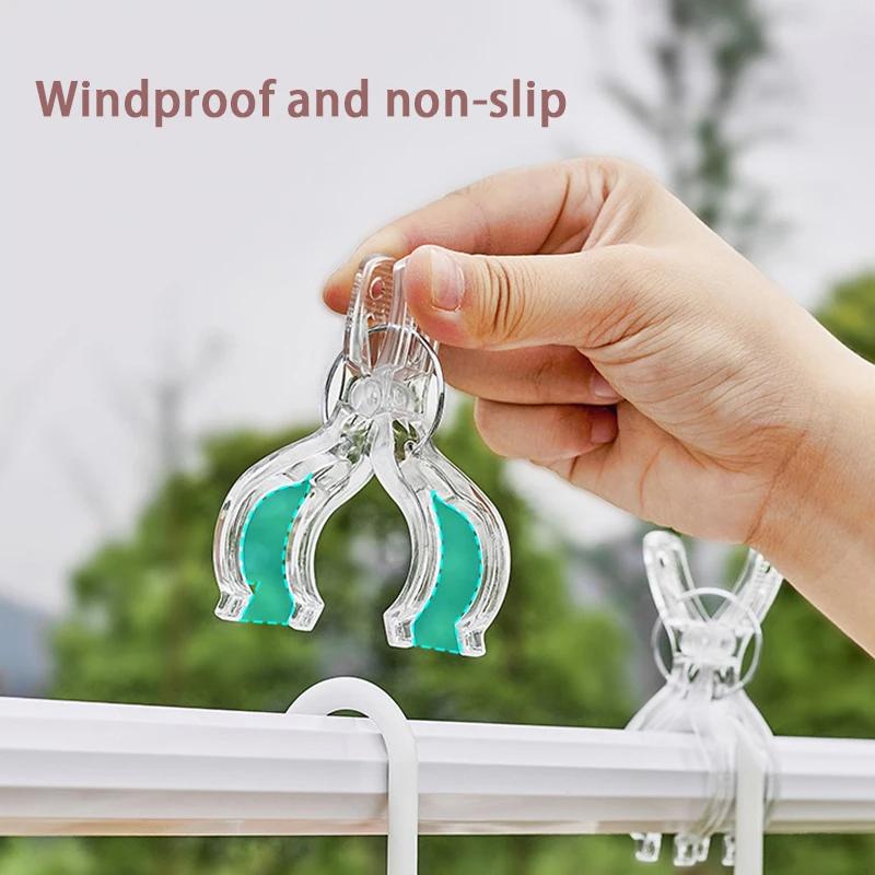 4 шт., портативные прищепки для сушки, прозрачная прищепка для противоскользящего ветрозащитного одеяла, зажим для одежды для домашнего органайзера