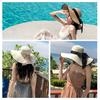 Women Straw Hat Wide Brim Breathable Lightweight Sun Protection Hat with Lace-up Bowknot Decor Sun Hat