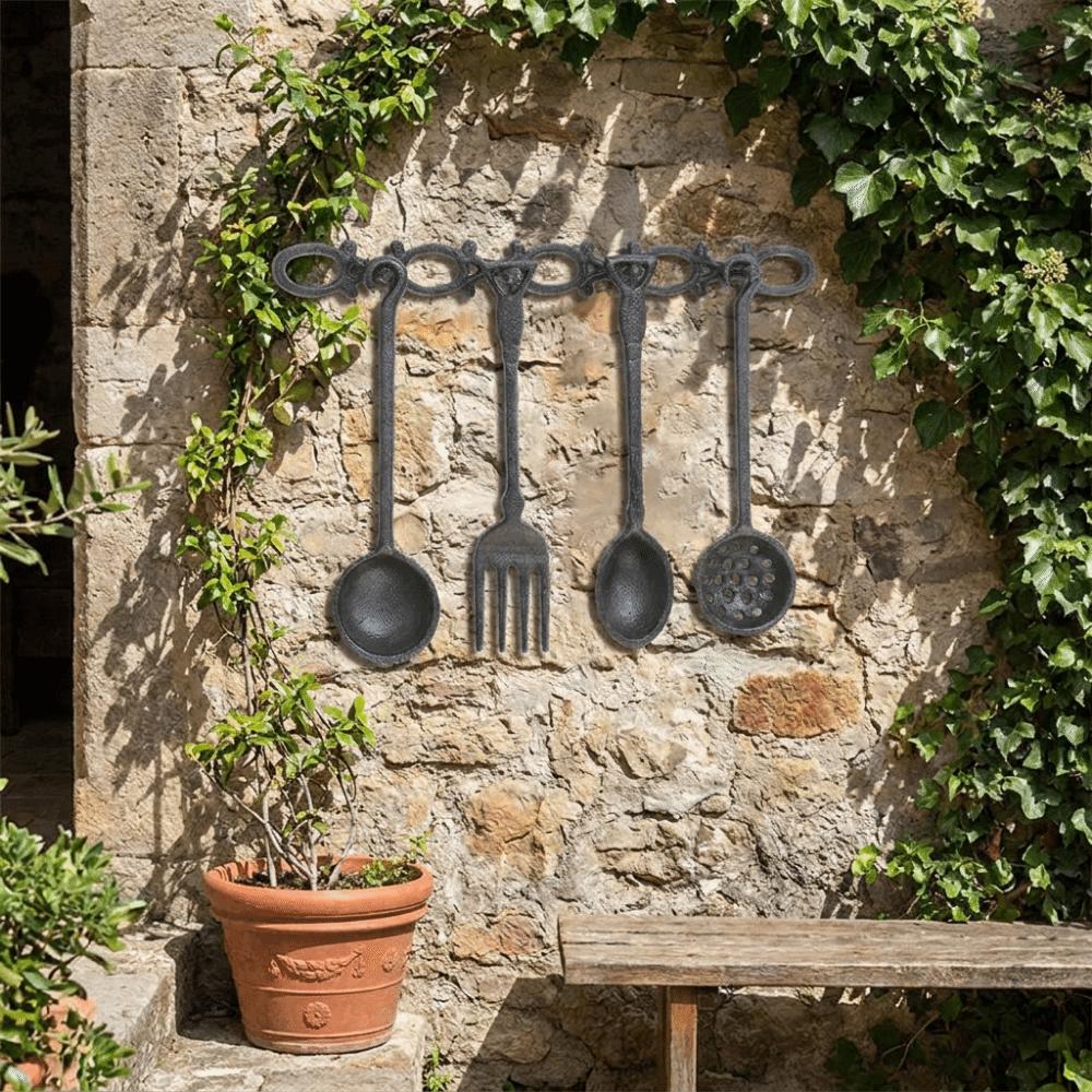 Rustic Style Iron Spoon Fork Wall Decor Vintage Cast Iron Kitchen Wall Art Farmhouse