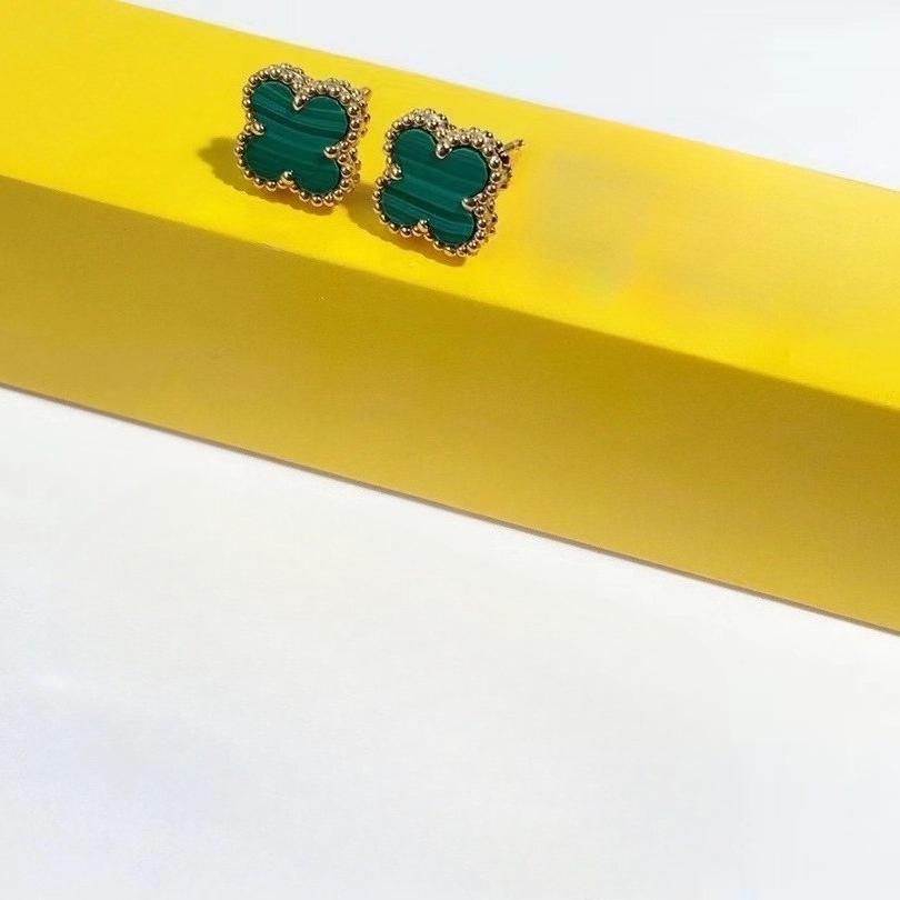 Серьги «Счастливый четырехлистный клевер» высокой версии для женщин, 18K, модная легкая роскошь, натуральный белый перламутр, пара серег