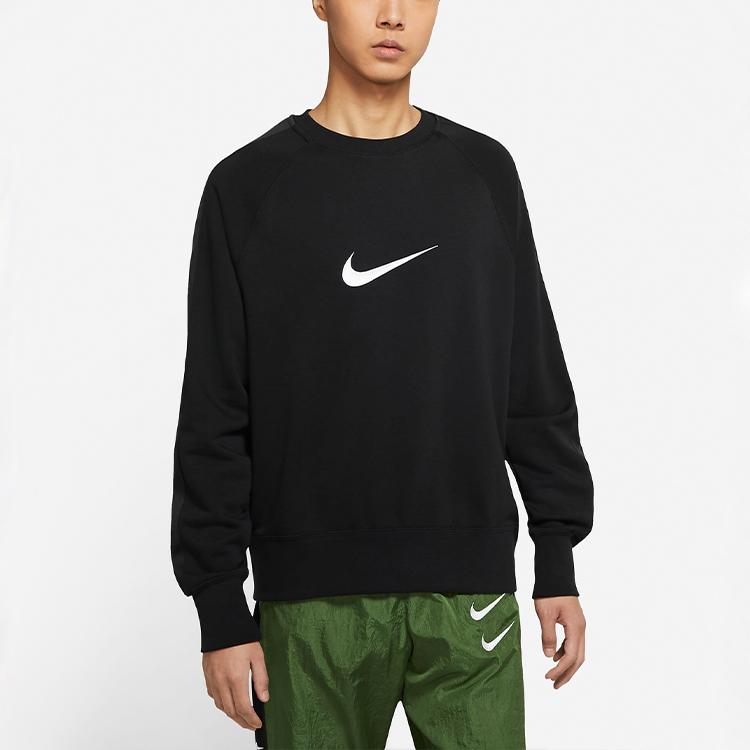 Nike Спортивная одежда Swoosh Повседневная толстовка с длинным рукавом с круглым вырезом Мужские топы Черный DA0087-010