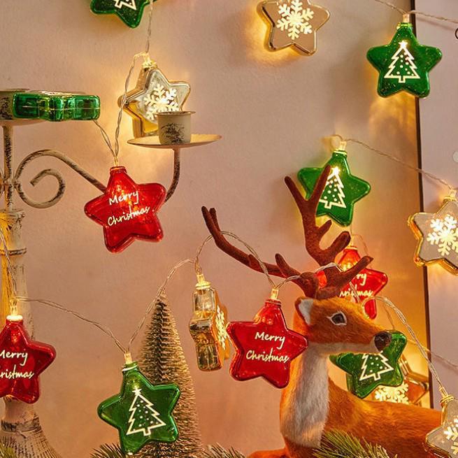 Светодиодные электрогальванизированные гирлянды «Снежинка» и «Звезда» - Рождественская атмосфера, мигающие сказочные гирлянды, мишура, шары-декор