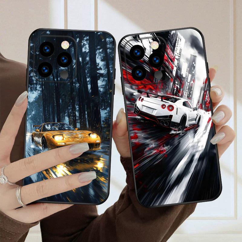 Машина в дождь Для iPhone 16 E 15 P ro 14 13 Plus 12 mini 11 Pro Max XR Xs M ax X 7 8 6 6S 2022 16E силиконовый мягкий чехол для телефона