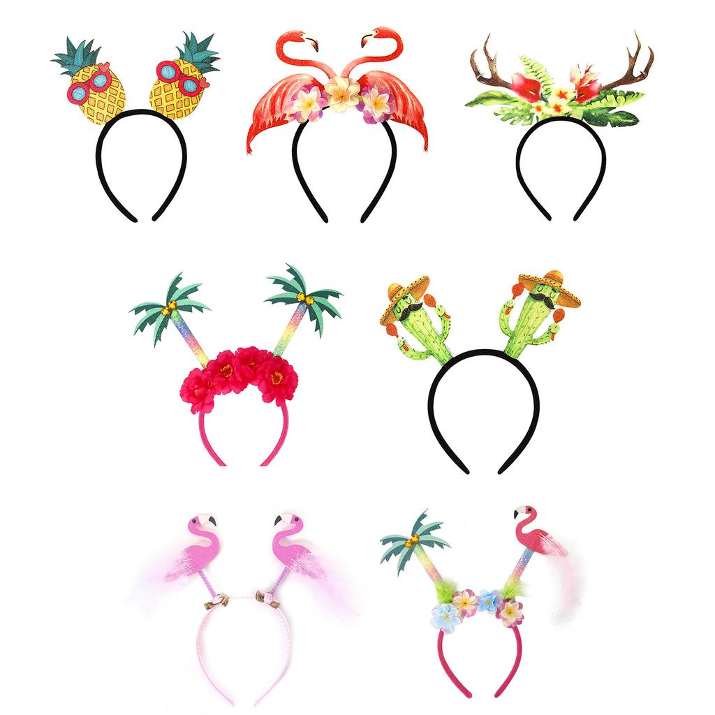 Tropical Summer Headwear Luau Palm Antler Headband Party Costume Stall Pedlar Supply for Picnic Pool Parties