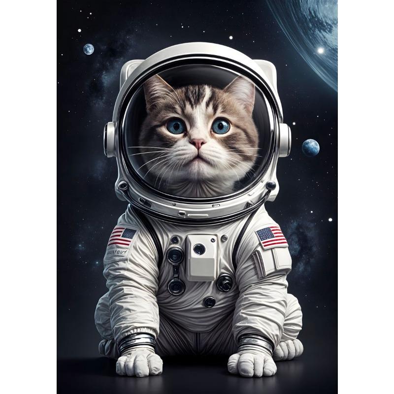 Мультяшный Милый в Космосе в Космическом Скафандре Животные Панда Коала Лев Кот Постер Холст Живопись Настенное Искусство Картинки Домашний Декор