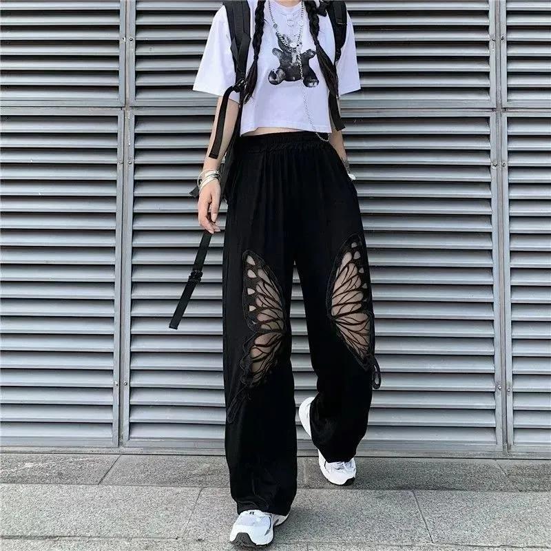 High Waist Wide Leg Pants Summer Thin Section Large Size Loose and Thin Hollow Sports Casual Pants Women