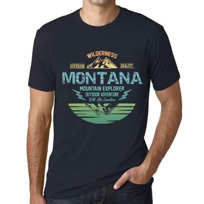 Мужская винтажная футболка с рисунком Mountain Explorer Montana Navy