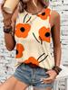 New Patchwork Floral 3D Print Tank Tops Women O-Neck Vintage Casual Vest Off Shoulder Y2k Sleeveless Top Camisole Woman Clothing