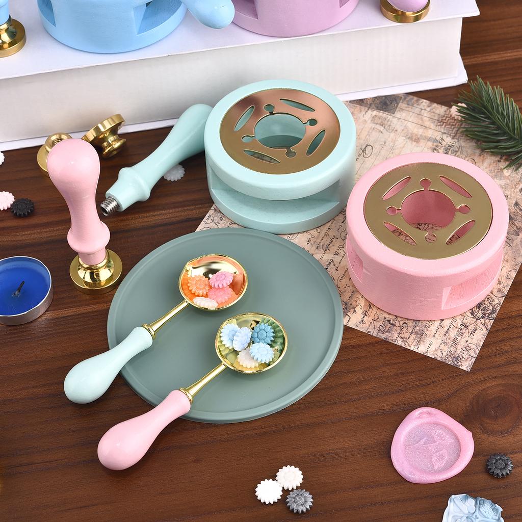 2/3Pcs Set Retro Sealing Wax Furnace Stove Pot Wood Handle Sealing Wax Spoon Wax Sealing Decorative For Candle Stamp Wax Stamp