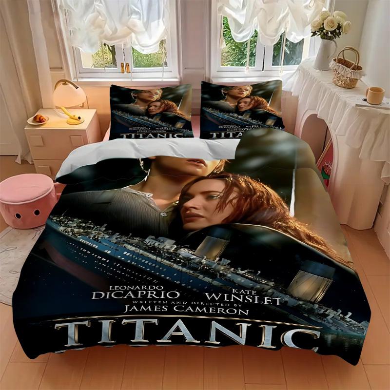 Titanic Movie Poster Print 3Pcs Bedding Set,Duvet Cover with 2 Bedro,Pillowcase Home Birthday Gift