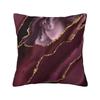 Custom Modern Burgundy Maroon Geode Agate Cushion Cover Velvet Marble Texture Gold Throw Pillow Case Decoration