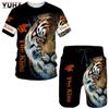 YUHA,Tiger King 3D Printed Men's T-shirt+Shorts Suit Unisex Cool Animal Summer O-Neck Tops Men/Women Couple Sport Wear Tracksuit