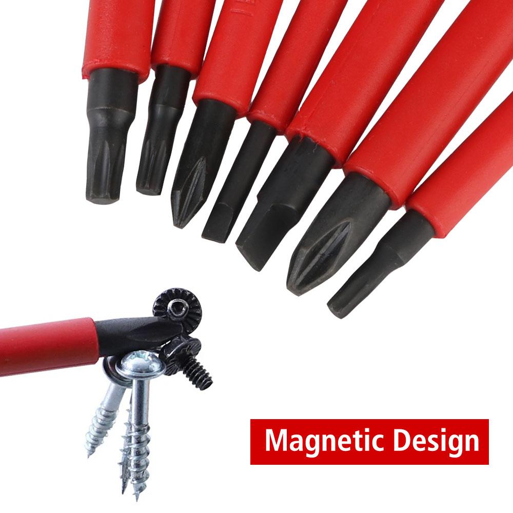 1000V with Phillips Slotted Torx Bits Electronic Insulated CR-V Magnetic Tip T-shaped Screwdriver Kits
