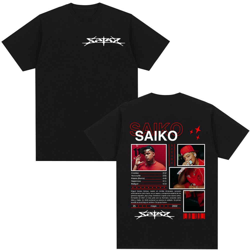 Футболка с мерчем альбома рэпера SAIKO SAKURA Мужская Женская Мода Хип-хоп Футболка Повседневная 100% Хлопок Короткий Рукав Оверсайз Футболка