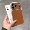 Роскошный чехол с текстурой кожи, твердый, с большим окном, для iPhone 17 Air 16 15 14 13 Pro Max Plus 17Promax, противоударный, матовый чехол для телефона