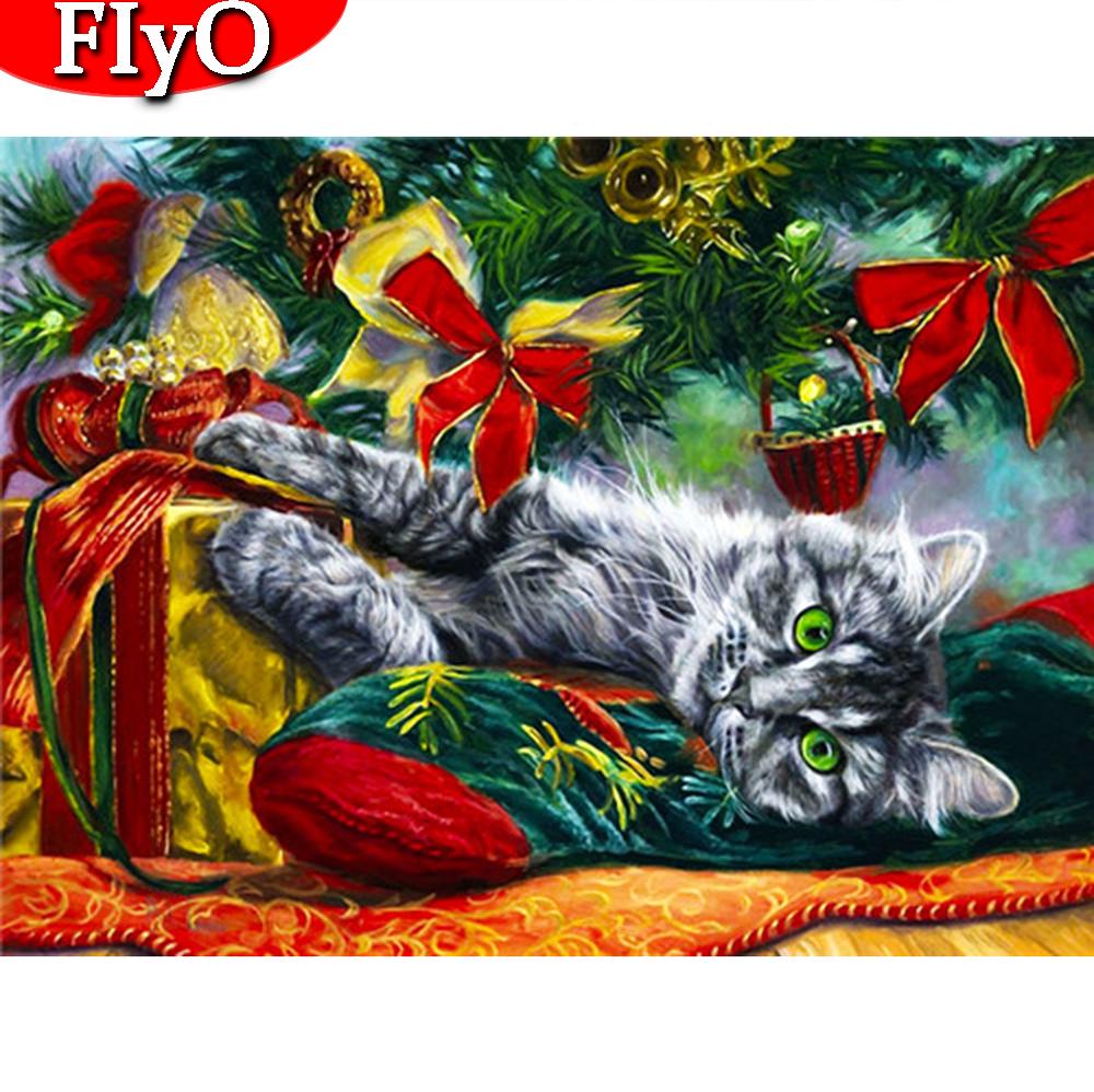 Алмазная картина Полный квадратный/круглый кот Алмазная вышивка Распродажа Рождественская мозаика Животное Настенный художественный декор