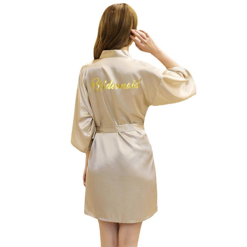 Женский летний тонкий домашний халат с буквенным принтом, короткое атласное кимоно, утренний халат со шнуровкой