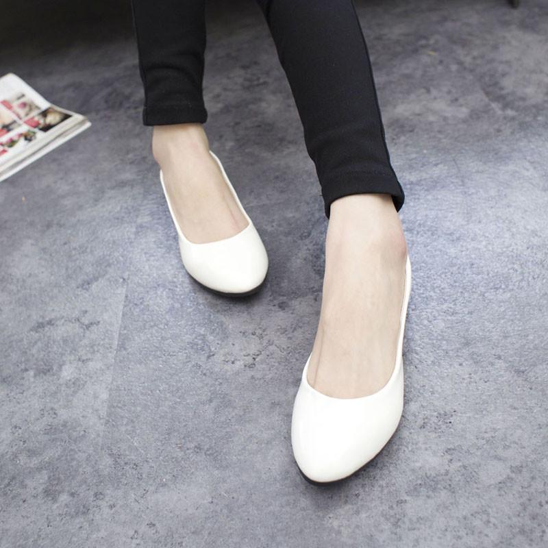 Shallow Single Shoes Pu Patent Leather Flats Spring Casual Round Tow Candy Color Ballet Sansals